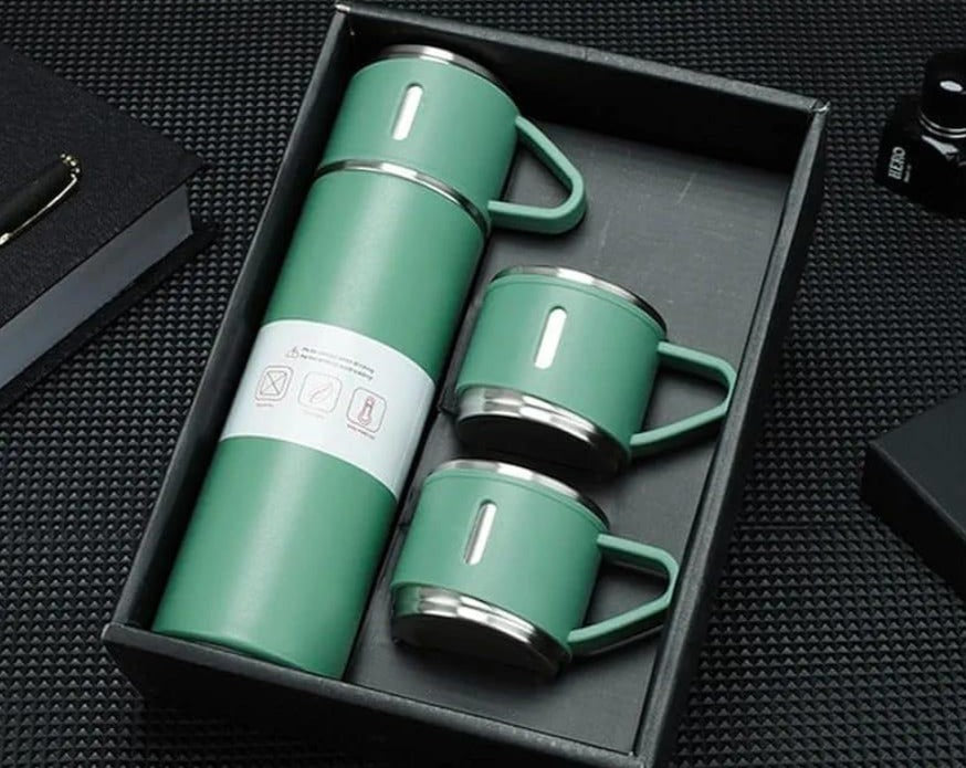 Vacuum Flask Set with 3 Cups - Jutishop.pk