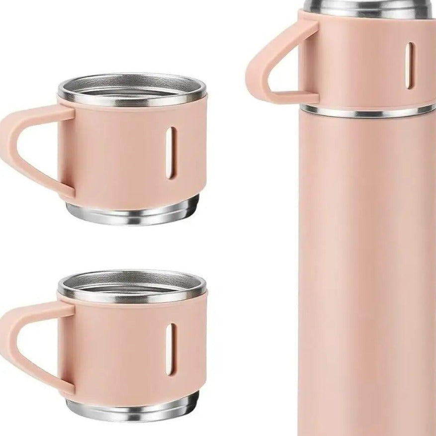 Vacuum Flask Set with 3 Cups - Jutishop.pk