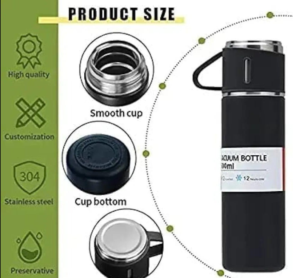 Vacuum Flask Set with 3 Cups - Jutishop.pk