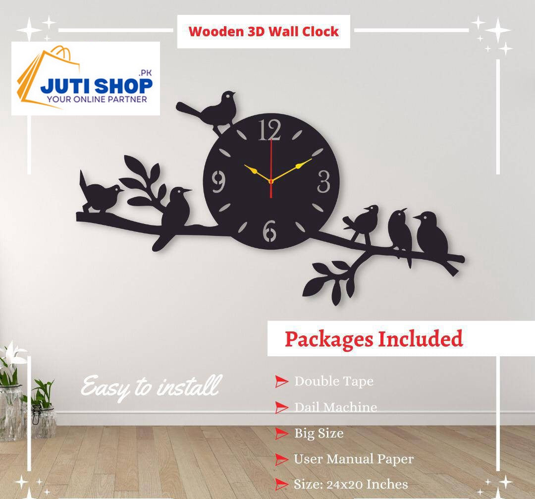 Analog Stylish Birds Design MDF Wall Clock