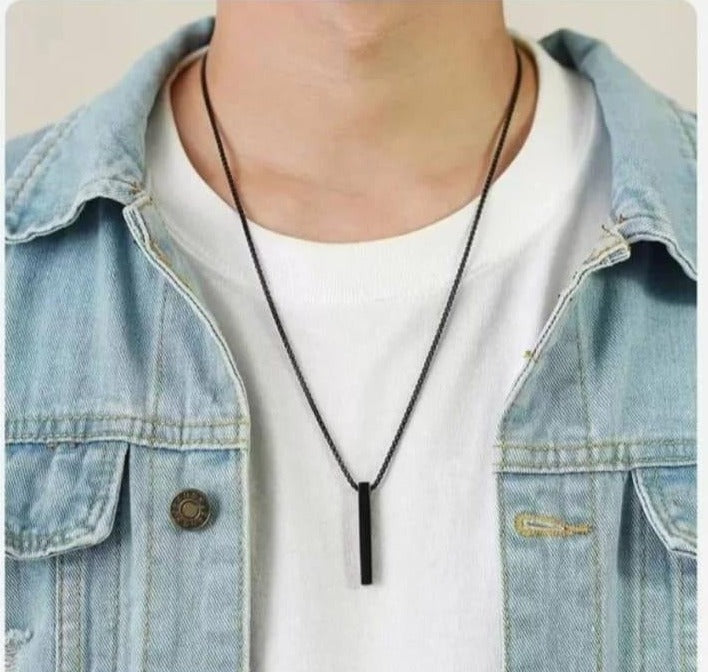 Vertical Bar Boy's Pendant Black - Jutishop.pk