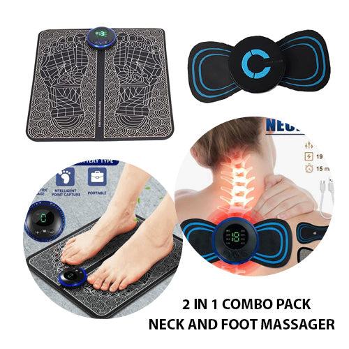 EMS Foot Massager Mat Electric And Mini Body Massager (Pack of 2) - Jutishop.pk