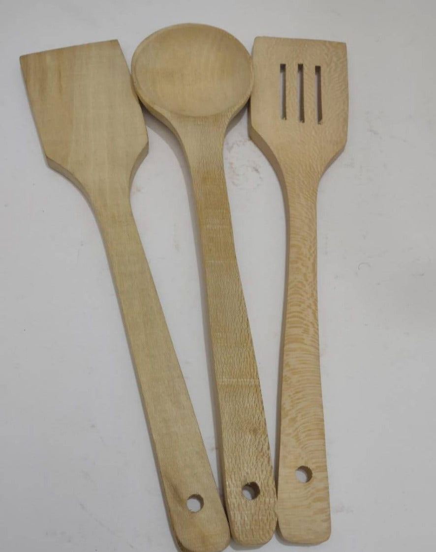 3 Pcs Wooden Spatula Wooden Spoon Set - Jutishop.pk